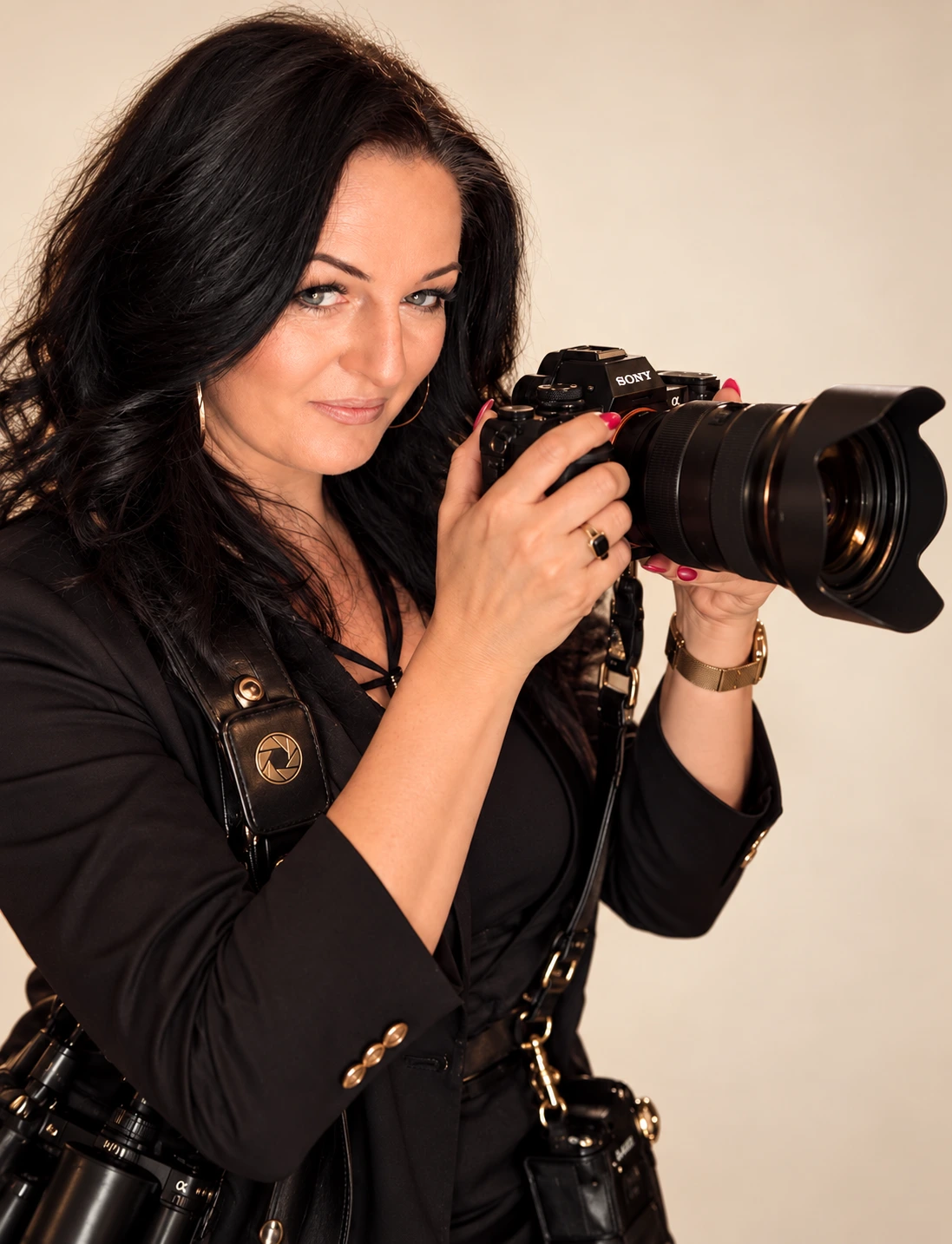 Elżbieta Różycka z aparatem fotograficznym